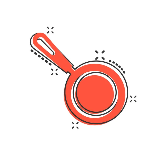 Vector Cartoon Frying Pan Icon Comic Style Cooking Pan Concept — Stock Vector