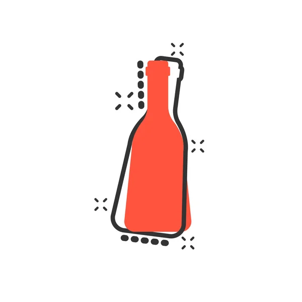 病媒卡通酒 啤酒瓶图标在漫画风格 酒瓶概念说明象形文字 伏特加 葡萄酒业务飞溅效应概念 — 图库矢量图片