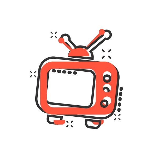 Vector Cartoon Televisie Monitor Icoon Stripstijl Scherm Concept Illustratie Pictogram — Stockvector