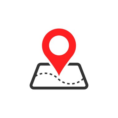 PIN harita simgesini düz stil. GPS navigasyon vektör çizim üzerinde beyaz arka plan izole. Hedef hedef iş kavramı.