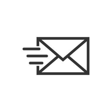 Düz stil posta zarf simgesi. E-posta iletisi vektör çizim beyaz izole arka planda. Posta kutusu e-posta iş kavramı.