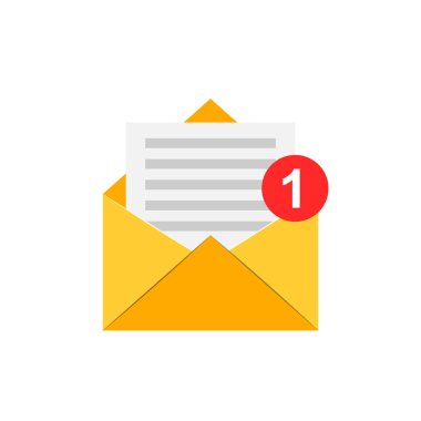 Düz stil posta zarf simgesi. E-posta iletisi vektör çizim beyaz izole arka planda. Posta kutusu e-posta iş kavramı.