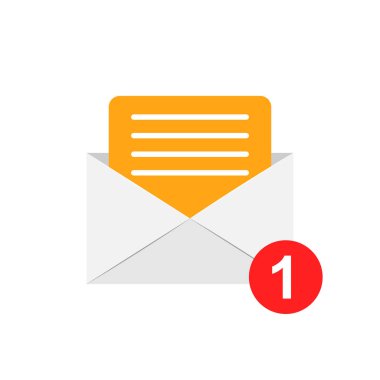 Düz stil posta zarf simgesi. E-posta iletisi vektör çizim beyaz izole arka planda. Posta kutusu e-posta iş kavramı.