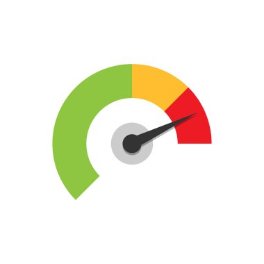 Ölçer gösterge paneli simgesini düz tarzı. Skor göstergesi düzey vektör çizim beyaz izole arka planda kredi. Ölçü ölçeği iş kavramı ile ölçü aygıtları.