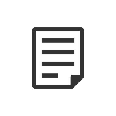 Düz stil belge Not simgesi. Kağıt levha vektör çizim üzerinde beyaz arka plan izole. Not Defteri belgesi iş kavramı.