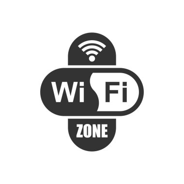 WiFi bölge Internet işareti simgesini düz stil. Wi-fi kablosuz teknoloji vektör çizim üzerinde beyaz arka plan izole. Ağ wifi bölge iş kavramı.