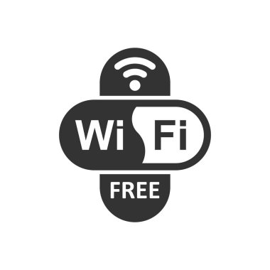 WiFi ücretsiz internet işareti simgesini düz stil. Wi-fi kablosuz teknoloji vektör çizim üzerinde beyaz arka plan izole. Ağ wifi ücretsiz iş kavramı.