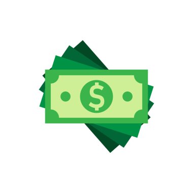 Dolar banknot simgesi düz bir şekilde. Beyaz izole edilmiş arka planda dolar nakit vektör çizimi. Banknote faturası iş konsepti.