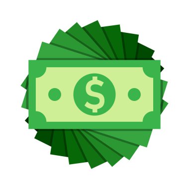 Dolar banknot simgesi düz bir şekilde. Beyaz izole edilmiş arka planda dolar nakit vektör çizimi. Banknote faturası iş konsepti.