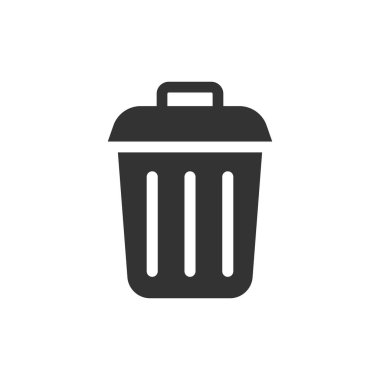 Çöp kutusu çöp simgesi düz tarzı. Çöp kovası vektör çizim üzerinde beyaz arka plan izole. Çöp sepeti iş kavramı.