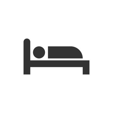 Düz stil yatak simgesini. Yatak odası vektör çizim beyaz izole arka planda uyku. Kanepe iş kavramı relax.