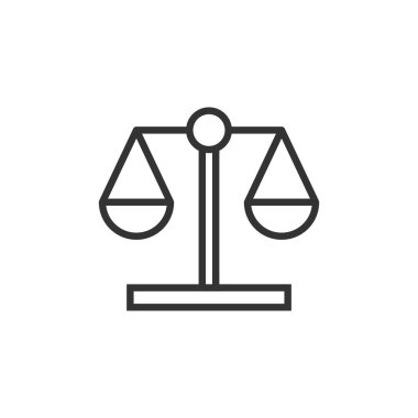 Ölçek karşılaştırma simgesini düz stil. Denge ağırlığı vektör çizim beyaz izole arka planda. Ölçek karşılaştırmak iş kavramı.