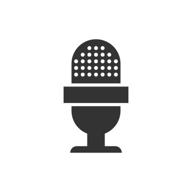 Düz stil mikrofon simgesi. Mikrofon vektör çizim beyaz izole zemin üzerine yayın. Mikrofon mike konuşma iş kavramı.