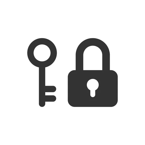 Key Padlock Icon Flat Style Access Login Vector Illustration White — Stock Vector