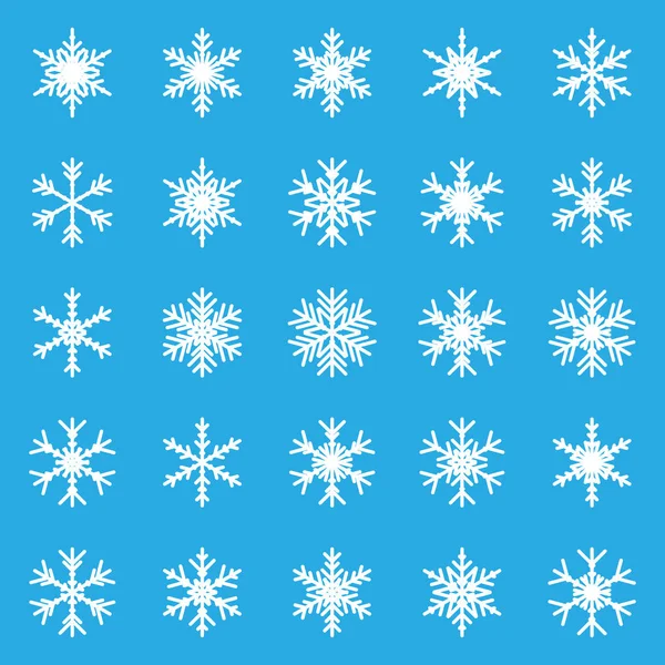 Conjunto Copos Nieve Icono Estilo Plano Copo Nieve Ilustración Vector — Archivo Imágenes Vectoriales
