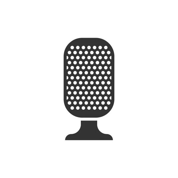 Düz Stil Mikrofon Simgesi Mikrofon Vektör Çizim Beyaz Izole Zemin — Stok Vektör