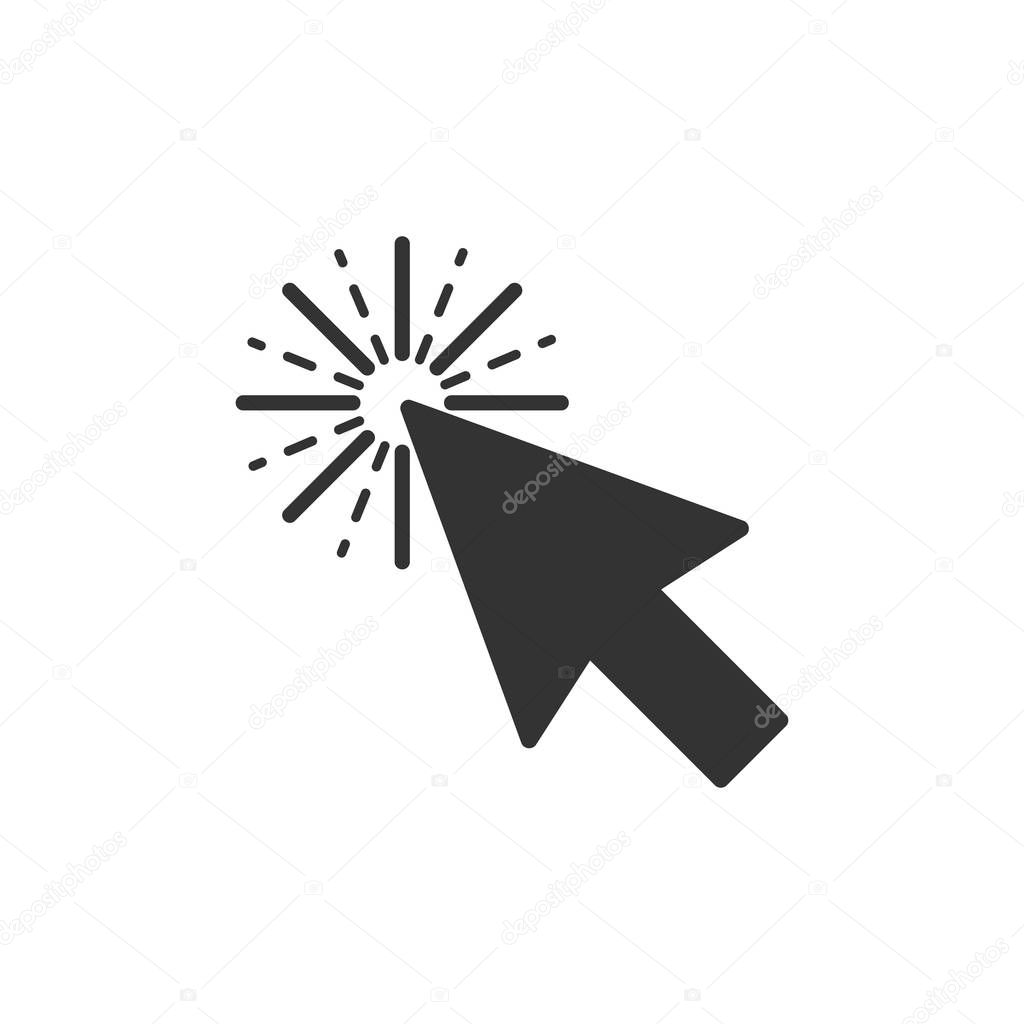 Computer mouse cursor icon in flat style. Arrow cursor vector illustration on white isolated background. Mouse aim business concept.