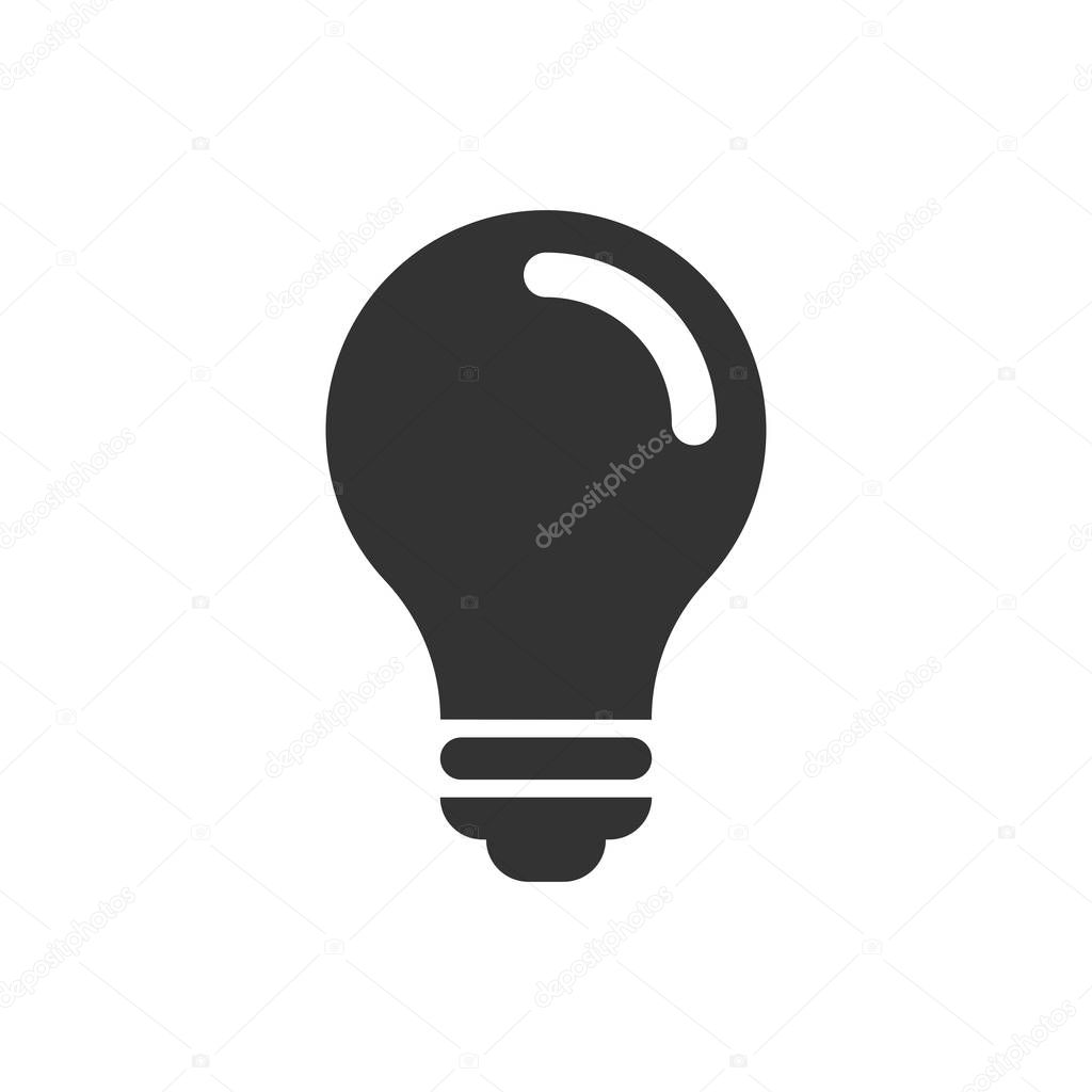 Light bulb icon in flat style. Lightbulb vector illustration on white isolated background. Lamp idea business concept.