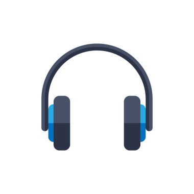 Kulaklık Kulaklık simgesini düz stil. Kulaklıklar beyaz izole arka planda illüstrasyon vektör. Ses aygıtı iş kavramı.