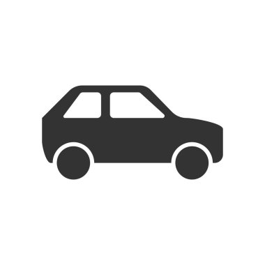 Düz stil araba simgesini. Beyaz Otomobil araba vektör çizim arka plan izole. Otomatik iş kavramı.