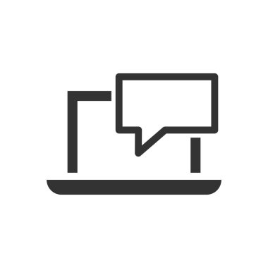 Çevrimiçi eğitim süreci simgesini düz stil. Webinar seminer vektör çizim üzerinde beyaz arka plan izole. E-öğrenme iş kavramı.