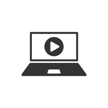 Çevrimiçi eğitim süreci simgesini düz stil. Webinar seminer vektör çizim üzerinde beyaz arka plan izole. E-öğrenme iş kavramı.