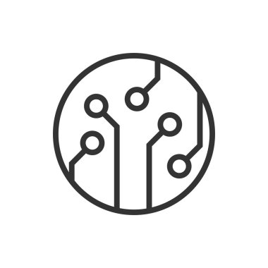 Düz stil simgesini devre kartı. Teknoloji mikroçip vektör çizim üzerinde beyaz arka plan izole. İşlemci anakart iş kavramı.