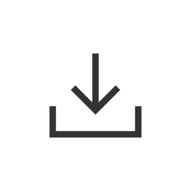 Düz stil dosyası simgesini indirin. Vektör çizim beyaz izole arka planda İndiriyor aşağı ok. İş kavramı indir.