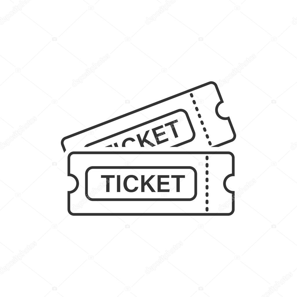Cinema ticket icon in flat style. Admit one coupon entrance vector illustration on white isolated background. Ticket business concept.