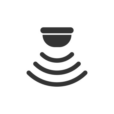 Hareket sensörü simgesini düz stil. Sensör dalgalar beyaz izole arka planda illüstrasyon vektör. Güvenlik bağlantı iş kavramı.