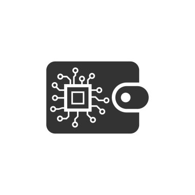 Düz stil Dijital Cüzdan simgesini. Kripto çanta vektör çizim üzerinde beyaz arka plan izole. Online finans, e-ticaret iş kavramı.