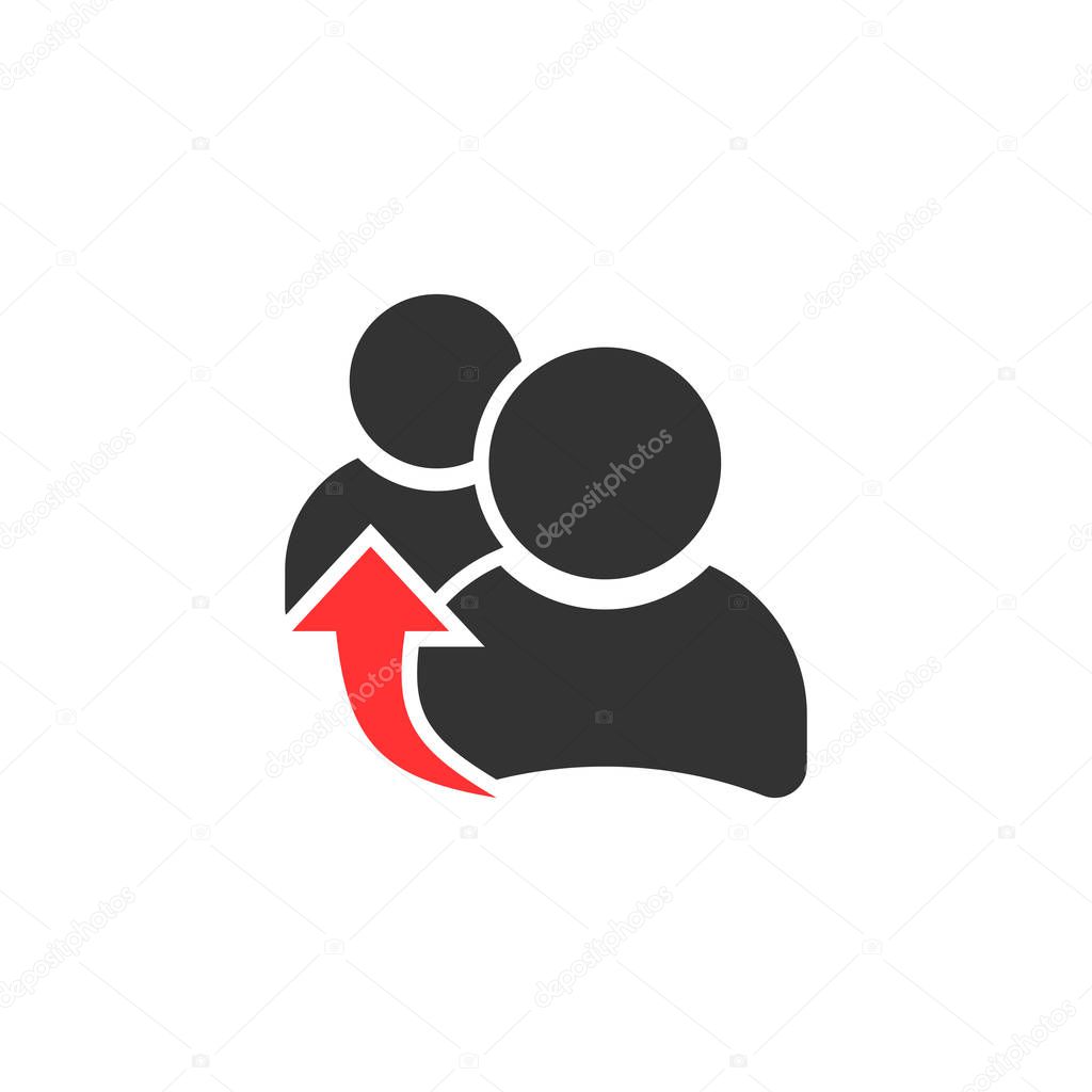 People referral icon in flat style. Business communication vector illustration on white isolated background. Reference teamwork business concept.