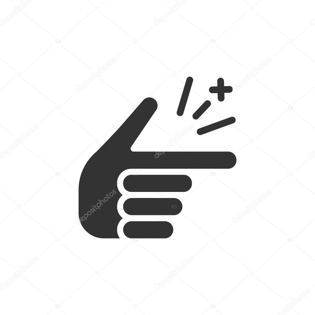 Finger snap icon in flat style. Fingers expression vector illustration on white isolated background. Snap gesture business concept.