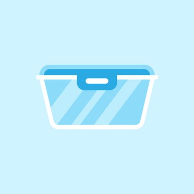 Gıda konteyner simgesini düz stil. Mutfak kase vektör çizim üzerinde beyaz arka plan izole. Plastik konteyner kutu iş kavramı.