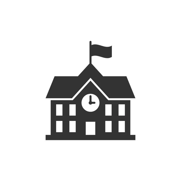 Icono Del Edificio Escuela Estilo Plano Ilustración Vector Educación Universitaria — Vector de stock
