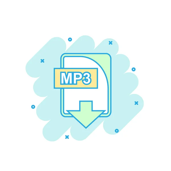 Cartoon Farbiges Mp3 Dateisymbol Comic Stil Mp3 Herunterladen Illustration Piktogramm — Stockvektor