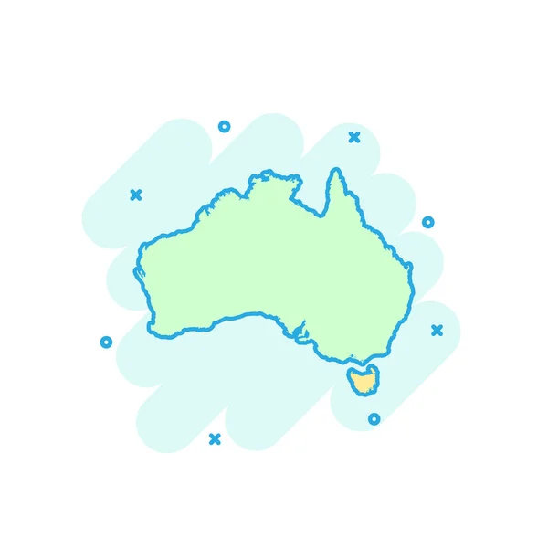 Cartoon Colorido Ícone Mapa Austrália Estilo Cômico Austrália Assinar Ilustração —  Vetores de Stock