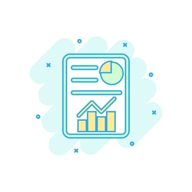 Çizgi film renkli denetim listesi simgesini çizgi roman tarzı. Belge onay işareti illüstrasyon piktogram. Diyagram grafik sıçrama iş kavramı.