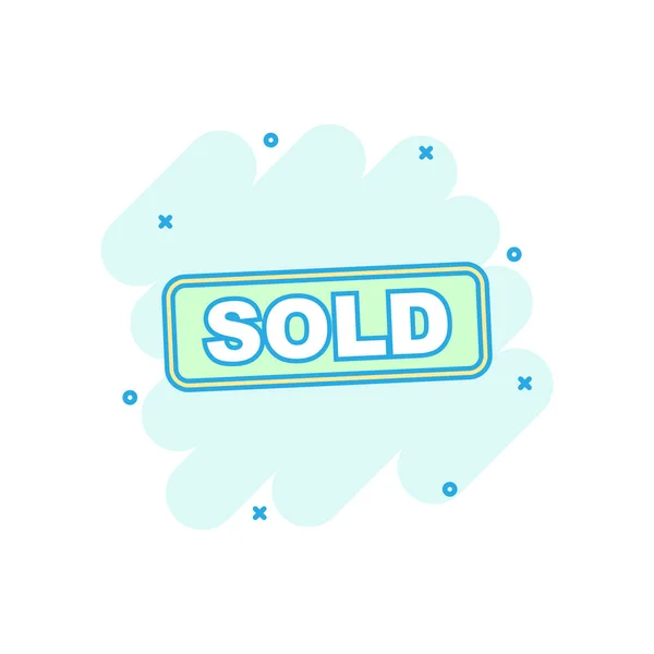 Cartoon Colored Sold Stamp Icon Comic Style Sale Tag Illustration — Stock Vector