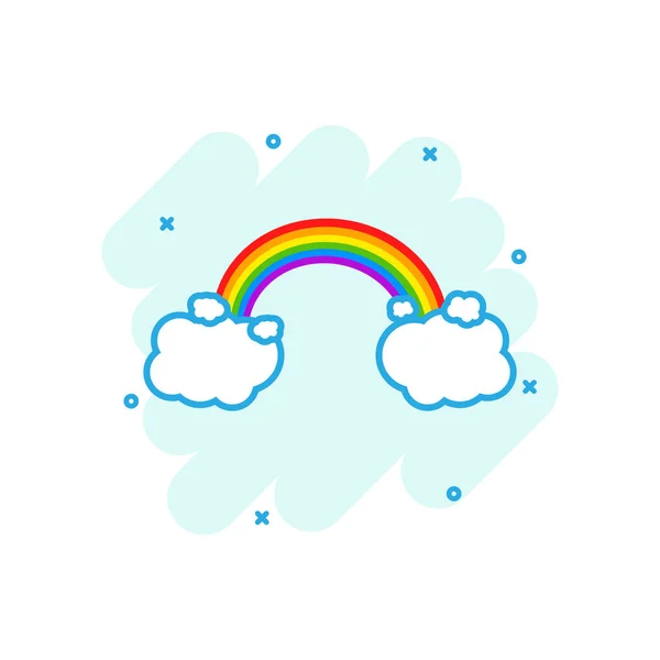 Карикатурная Радуга Иконой Облака Комическом Стиле Погодная Иллюстрация Пиктограммы Rainbow — стоковый вектор