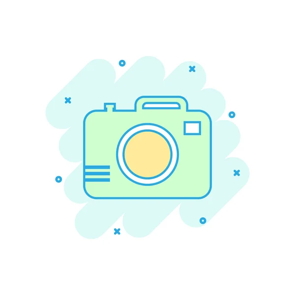 Карикатурный Иконка Фотокамеры Комическом Стиле Пиктограмма Фотокамерой Вывеска Фотоаппаратов Бизнес — стоковый вектор