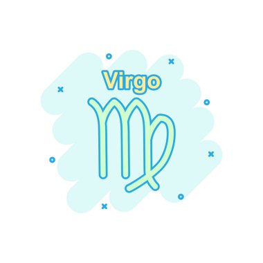 Başak burcunun vektör karikatür simgesi. Astroloji resimli resim imzası. Başak burç işi sıçrama etkisi konsepti.
