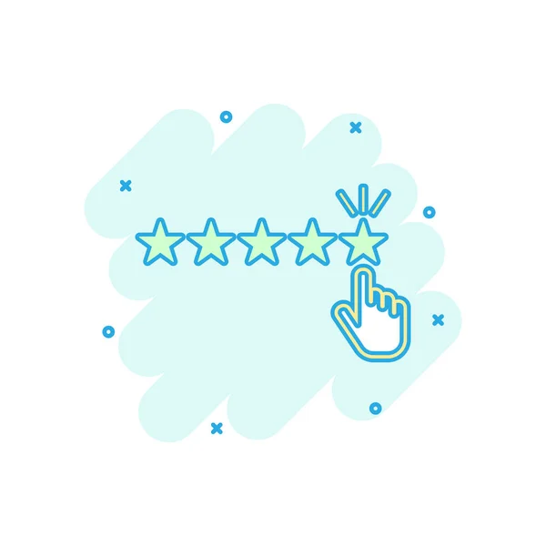 Cartoon colored customer reviews icon in comic style. Rating feedback illustration pictogram. Review sign splash business concept.