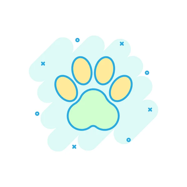 Cartoon Colored Paw Print Icon Comic Style Dog Cat Bear — Stock Vector