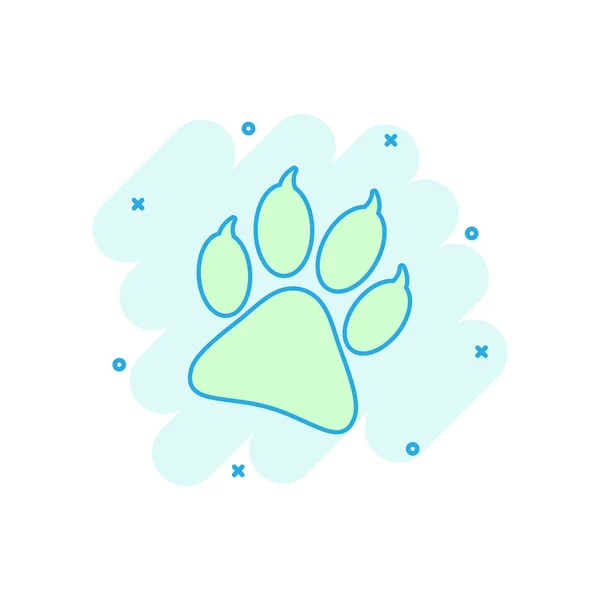 Kreslený Barevný Tlapa Tisku Ikona Komické Stylu Pes Kočka Medvěd — Stockový vektor