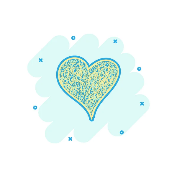 Cartoon Farbiges Herz Symbol Comic Stil Liebe Handgezeichnetes Illustrationspiktogramm Herz — Stockvektor