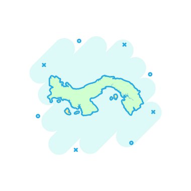 Vektör karikatür Panama haritası simgesi çizgi roman tarzında. Panama resimli resim imzası. Harita işi sıçrama etkisi kavramı.