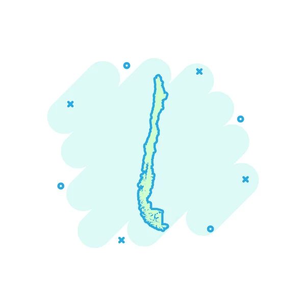 Desenhos Animados Vetoriais Chile Mapa Ícone Estilo Cômico Chile Assinar — Vetor de Stock