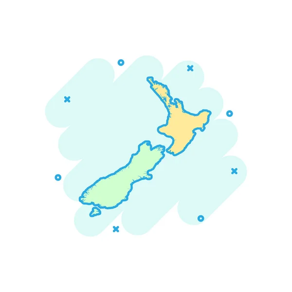 Desenhos Animados Vetoriais Ícone Mapa Nova Zelândia Estilo Cômico Nova —  Vetores de Stock