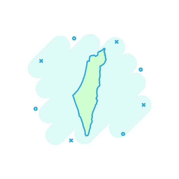 Wektor Kreskówka Izrael Mapa Ikona Stylu Komicznym Izrael Podpisuje Ilustrację — Wektor stockowy